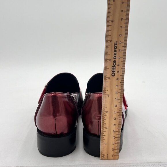 Pazzion Burgundy Girls Two Buckle Straps Pump Round Toe Low Chunky Heel Shoes - Picture 5 of 8